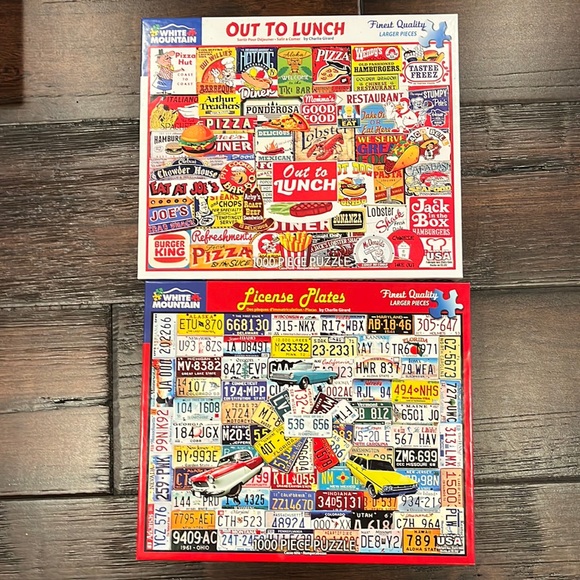 Two 1,000 Piece White mountain Puzzles